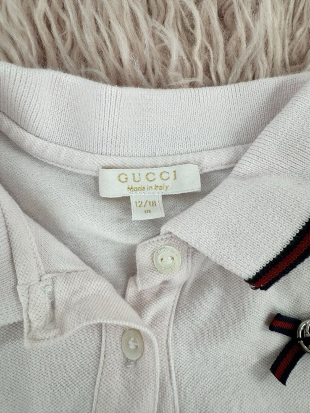 Gucci Baby Girl Light Pink Dress with Navy and Burgundy Trim Size 12M-18M - Picture 7 of 15